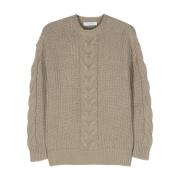 Max Mara Cable-Knit Crewneck Jumper Sweaters Green, Dam