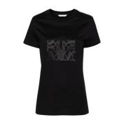 Max Mara Svart Broderad Logotyp Crew Neck Top Black, Dam