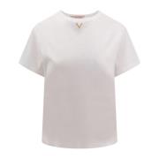 Valentino Vit Crew-Neck T-shirt White, Dam