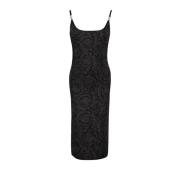 Versace Barocco lurex klänning med Medusa detaljer Black, Dam