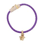 Versace Flätad Medusa Charm Armband Purple, Dam