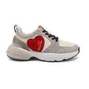 Love Moschino Svarta Mocka Sneakers med 5cm Klack White, Dam