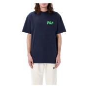 Palm Angels Marin Grafiskt Tryck Crew Neck T-Shirt Blue, Herr