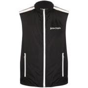 Palm Angels Logo Print Gilet - Svart och vit bomullsväst för män Black...