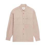 Ami Paris Broderad Logo Overshirt Beige Knappfästning Beige, Herr