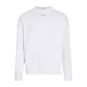 Calvin Klein Bright White Nano Logo Sweatshirt White, Herr