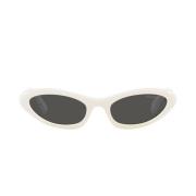 Miu Miu Cat-Eye Solglasögon Glimpse Stil White, Dam