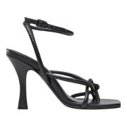 Pinko Lädersandal med 9 cm klack Black, Dam