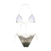 Jean Paul Gaultier Tryckt Bikini Set Grön Ecru Svart Multicolor, Dam