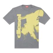 Diesel T-shirt med smudged print Gray, Herr