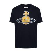 Vivienne Westwood Blå T-shirts och Polos med Orb Logo Print Blue, Herr