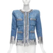 Balmain Pre-owned Pre-owned Denim ytterklder Blue, Dam