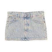 Acne Studios Denim Jacquard Mini Kjol Blue, Dam