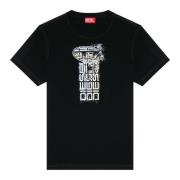 Diesel T-shirt med metalliska logotyper Black, Herr