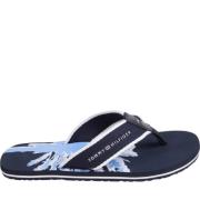 Tommy Hilfiger Blå Palm Print Flip Flops Blue, Herr