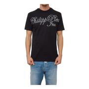 Philipp Plein Svart Rund Hals T-shirt Black, Herr