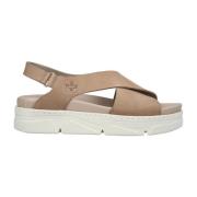 Rieker Beige Öppna Avslappnade Platta Sandaler Beige, Dam