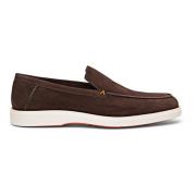 Santoni Suede Loafer Brown, Herr