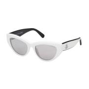 Moncler Stiliga Teardrop Lens Solglasögon med Pantograferad Ram White,...