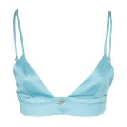 Blumarine Elegant Raso Top Blue, Dam