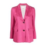 Max Mara Flamingo Pink Linen Blazer Pink, Dam