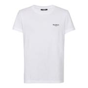 Balmain Casual Flocked Logo T-Shirt White, Herr