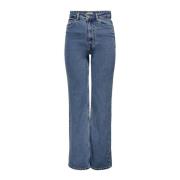 Only Blå Plain Zip Button Jeans Kvinnor Blue, Dam