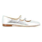 Fabio Rusconi Silver Läder Ballerina Flats Gray, Dam