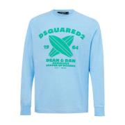 Dsquared2 Långärmad Tryckt T-shirt Blue, Herr