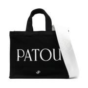 Patou Logo-print toteväska i svart/vitt Black, Dam
