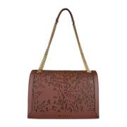 Baldinini Floral Läder Crossbody Väska Brown, Dam