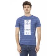 Baldinini Trend Blå Bomull T-Shirt, Kort Ärm, Framtryck Blue, Herr