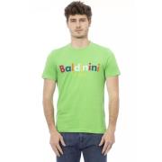 Baldinini Grön bomulls-T-shirt med tryck fram Green, Herr