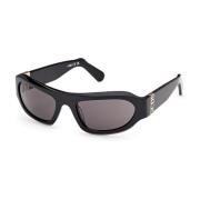 Gcds Stiliga solglasögon svart glans Wraparound Black, Unisex