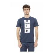 Baldinini Blå Bomull T-Shirt med Snygg Framsida Tryck Blue, Herr