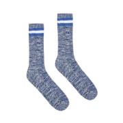 Universal Works Klassiska Randiga Strumpor Blue, Unisex