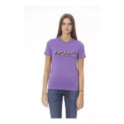 Baldinini Lila Crew Neck T-shirt med Front Print Purple, Dam