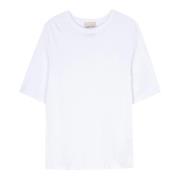 Semicouture Vit Bomull T-shirt med Logotyptryck White, Dam