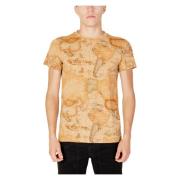 Alviero Martini 1a Classe Beige Tryckt T-shirt Korta ärmar Brown, Herr