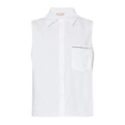 Liu Jo Ärmfri skjorta med strass White, Dam