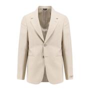 Fendi Beige Blazer Klassisk Revers Två Knappar Beige, Herr