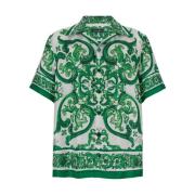 Dolce & Gabbana Gröna skjortor med Maiolica-look Green, Herr