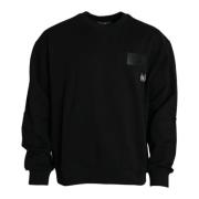 Dolce & Gabbana Svart Logo Sweatshirt Bomull Crew Neck Black, Herr