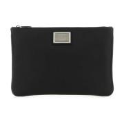 Dolce & Gabbana Svart Läder och Nylon Pouch Black, Herr