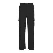 Gestuz Cargo Byxor Svart Straight-Leg Stil Black, Dam