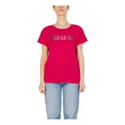 Blauer Lila Bomull Kortärmad T-shirt Pink, Dam