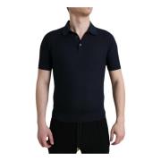 Dolce & Gabbana Silkkragad Polo T-Shirt - Mörk Blue, Herr