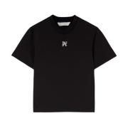 Palm Angels Svart Logobroderad Boxy Fit T-shirt Black, Dam