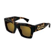 Gucci Fyrkantiga solglasögon Chic Style Brown, Dam