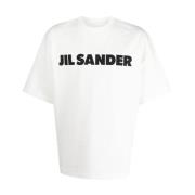 Jil Sander Tryckt T-shirt i Logostil White, Dam